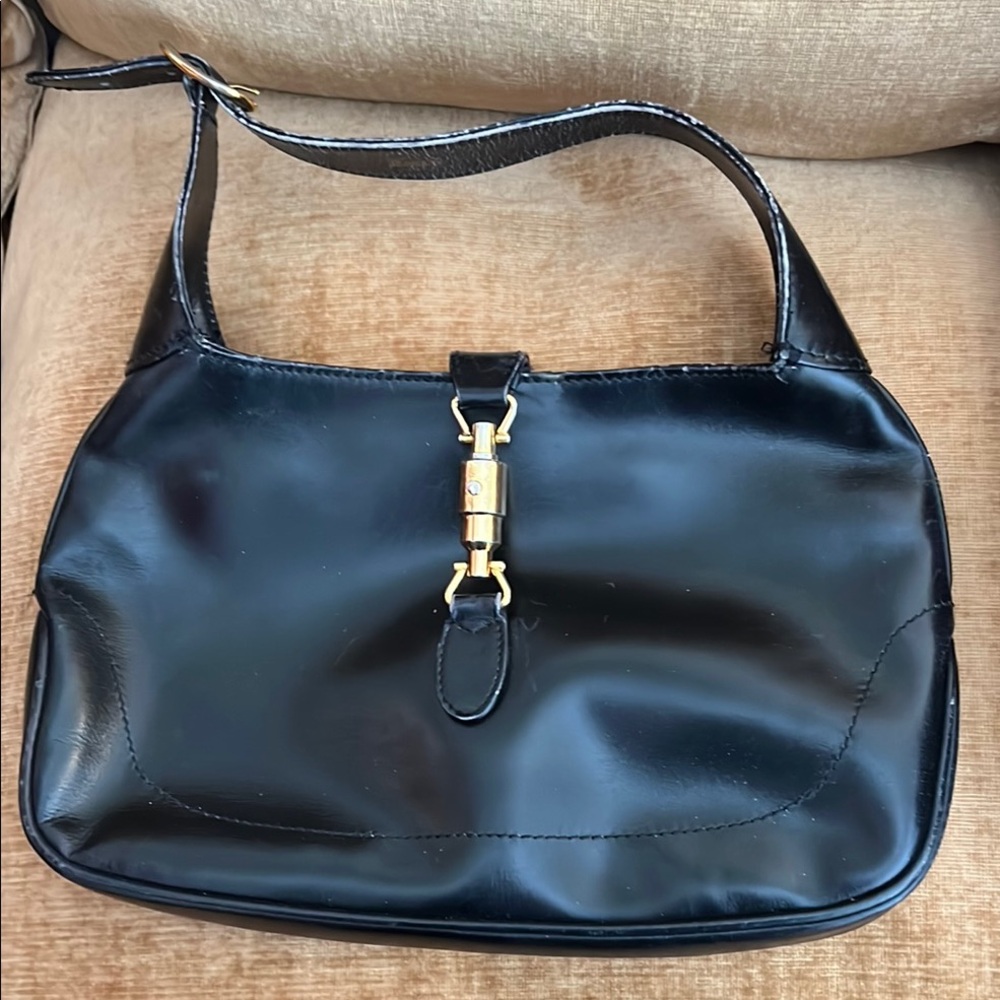 GUCCI Vintage Elegant Black Leather Women's Bag
